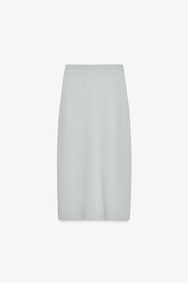 PLAIN KNIT MIDI SKIRT - Pearl grey by Zara - Image 8