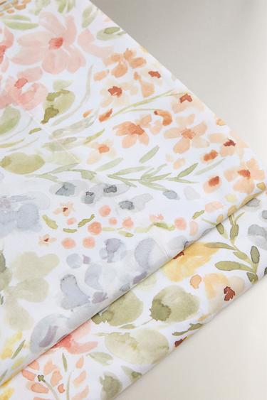 DRAP PLAT IMPRIMÉ FLORAL - Blanc cassé de Zara - Image 4