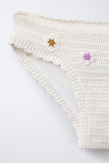 6-14 YEARS/ CROCHET FLOWER BIKINI - Ecru by Zara - Image 3