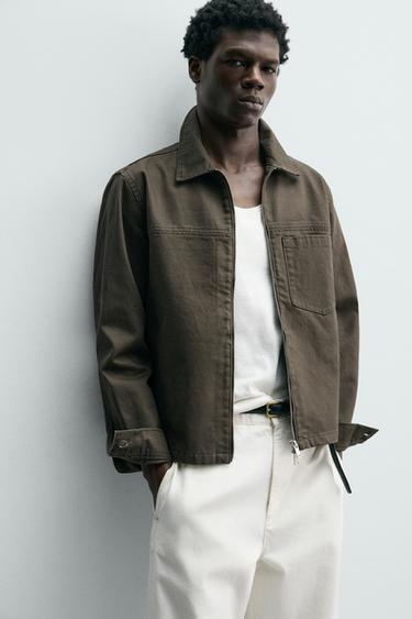 SURCHEMISE REGULAR FIT ZIPPÉE - Marron de Zara - Image 6