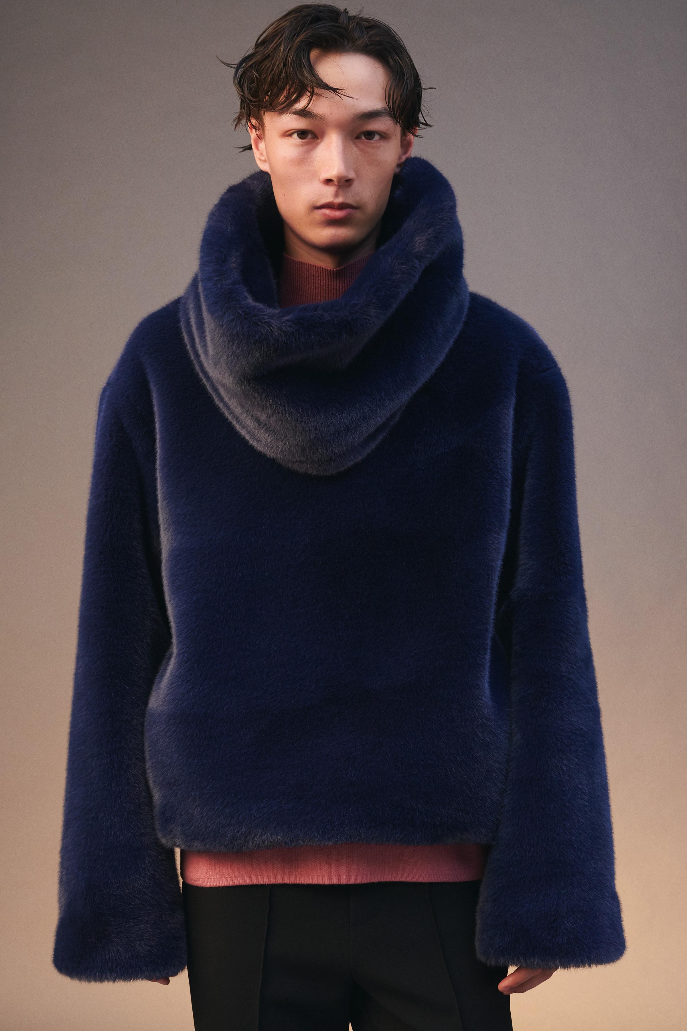 LIMITED EDITION FAUX FUR SWEATSHIRT Ink blue ZARA United Kingdom