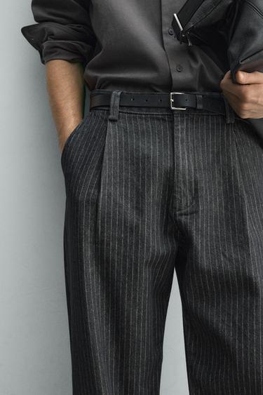 PANTALONS XINESOS DE RATLLA DIPLOMÀTICA RELAXED FIT - Gris de Zara