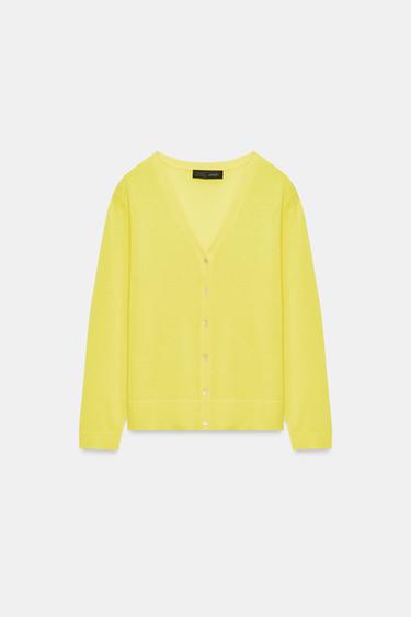 FINE KNIT CARDIGAN - Yellow by Zara - Image 5