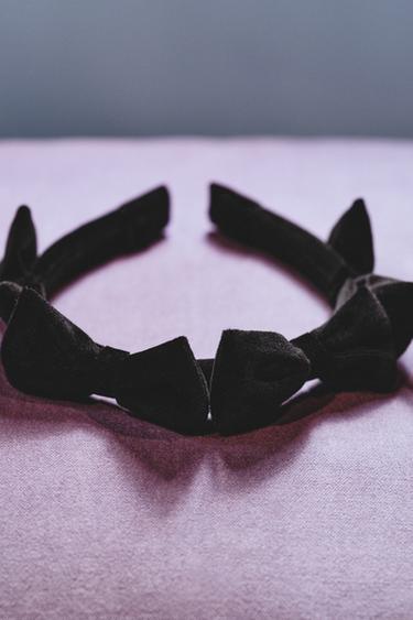 VELVET BOW HEADBAND - Black by Zara