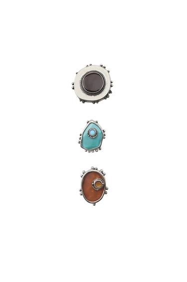 Zara 3-PACK METAL WESTERN PATCH BROOCHES - Silver