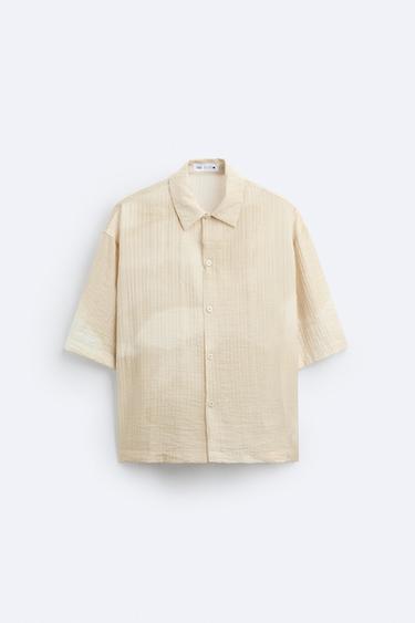 CHEMISE STRUCTURÉE AVEC VISCOSE - Écru / Beige de Zara - Image 0