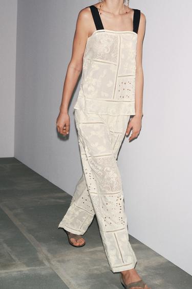 ZW COLLECTION PATCHWORK EMBROIDERED TOP - Ecru by Zara - Image 2