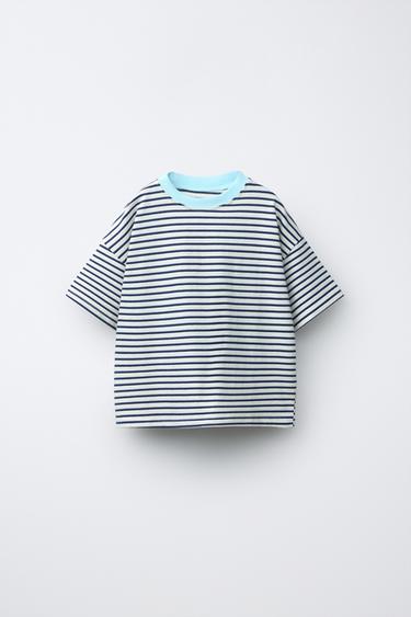 ZARA TIMELESS - T-SHIRT RAYURES COL CONTRASTE - Écru / Bleu de Zara - Image 3