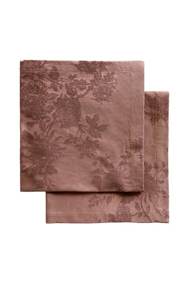 PACK SERVIETTES DE TABLE COTON JACQUARD (LOT DE 2) - Bordeaux de Zara