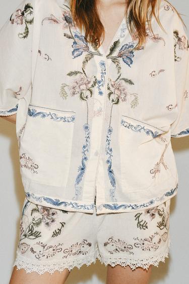CHEMISE BRODÉE ZW COLLECTION - Écru de Zara - Image 3