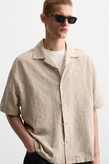 GEOMETRIC JACQUARD SHIRT - Taupe grey by Zara - Image 5