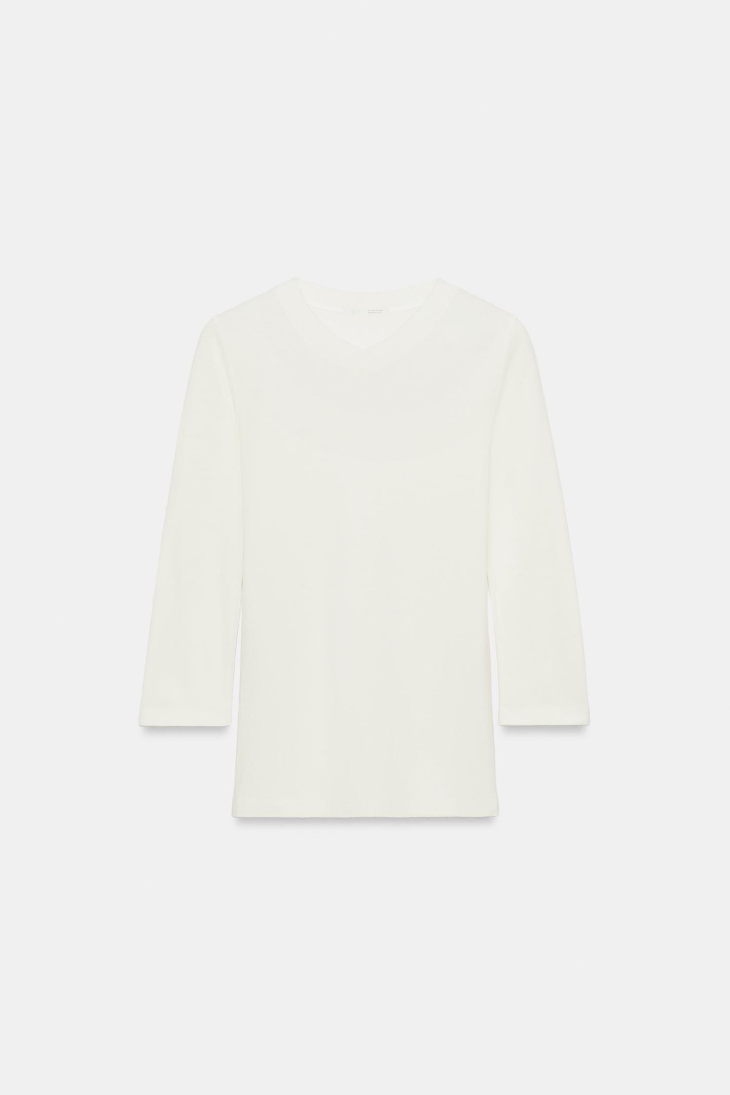 Женская футболка Zara V-NECK, цвет: Белый — фото 5