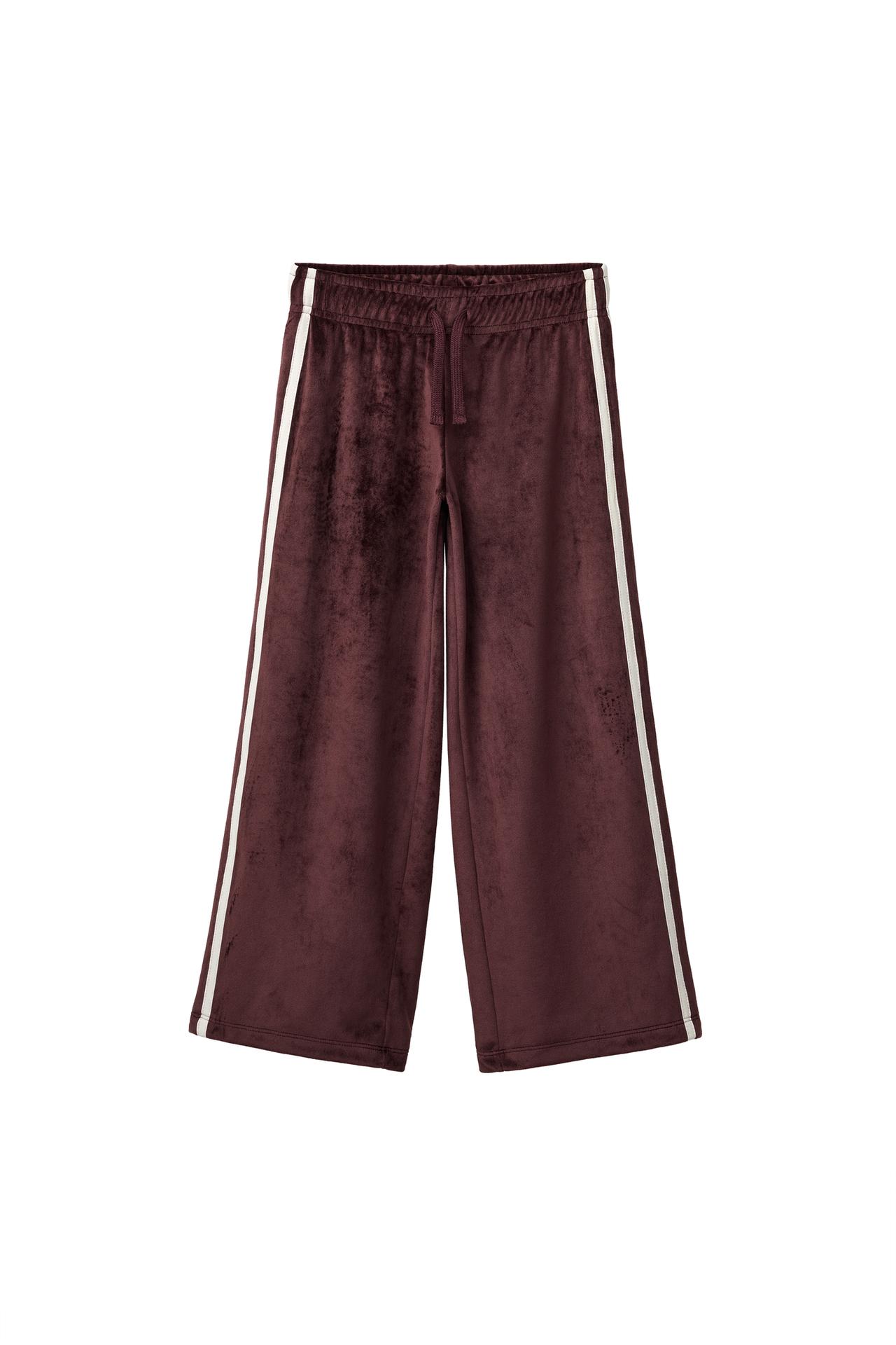 БРЮКИ WIDE LEG ИЗ ВЕЛЬВЕТА С КОНТРАСТНЫМИ ЛАМПАСАМИ