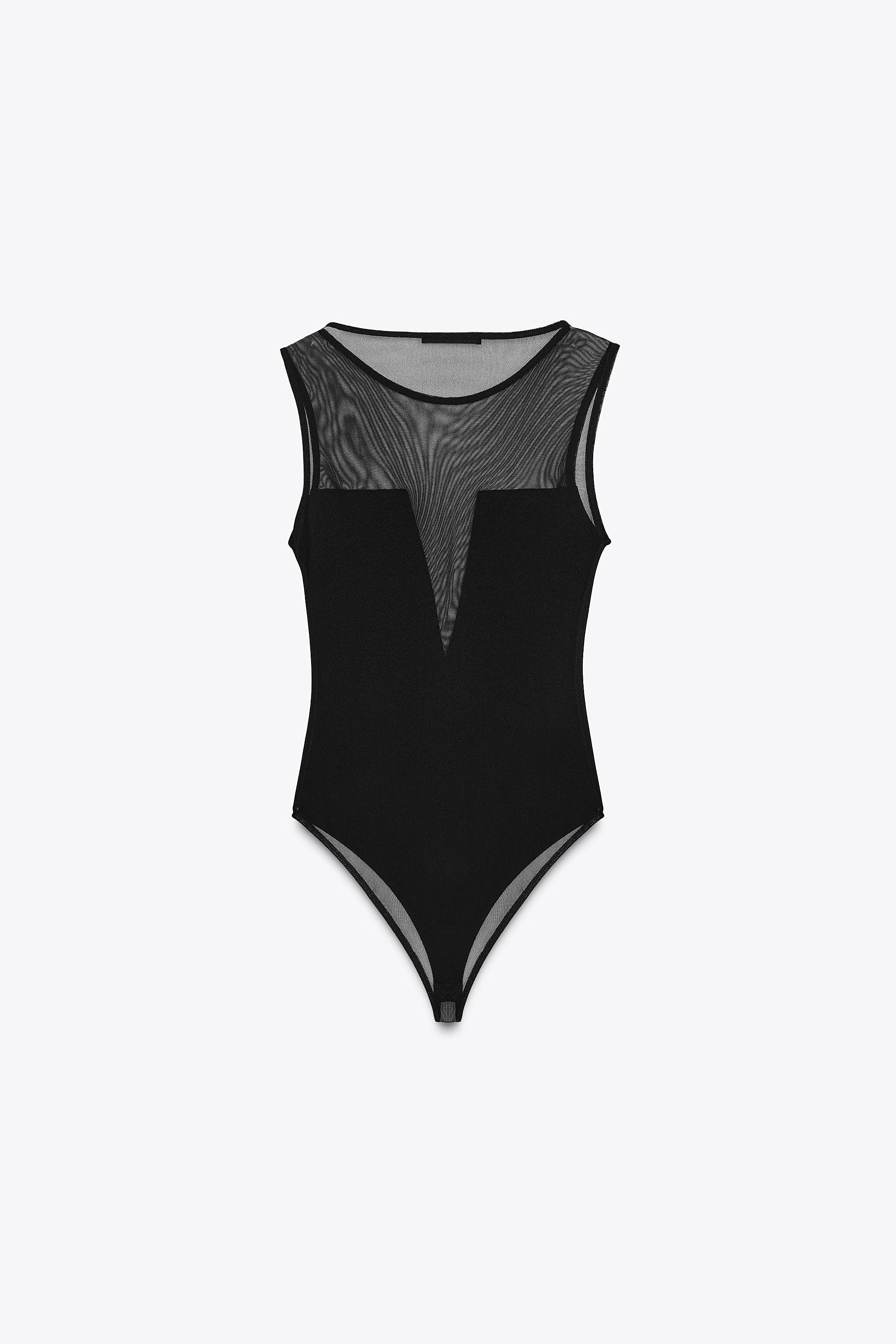 CREPE TULLE COMBINATION BODYSUIT