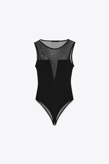 BODY BIMATIÈRE CRÊPE TULLE - Noir de Zara - Image 6