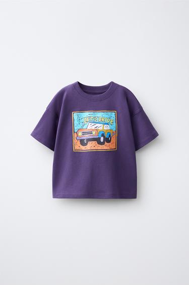 PRINTED T-SHIRT - Purple by Zara