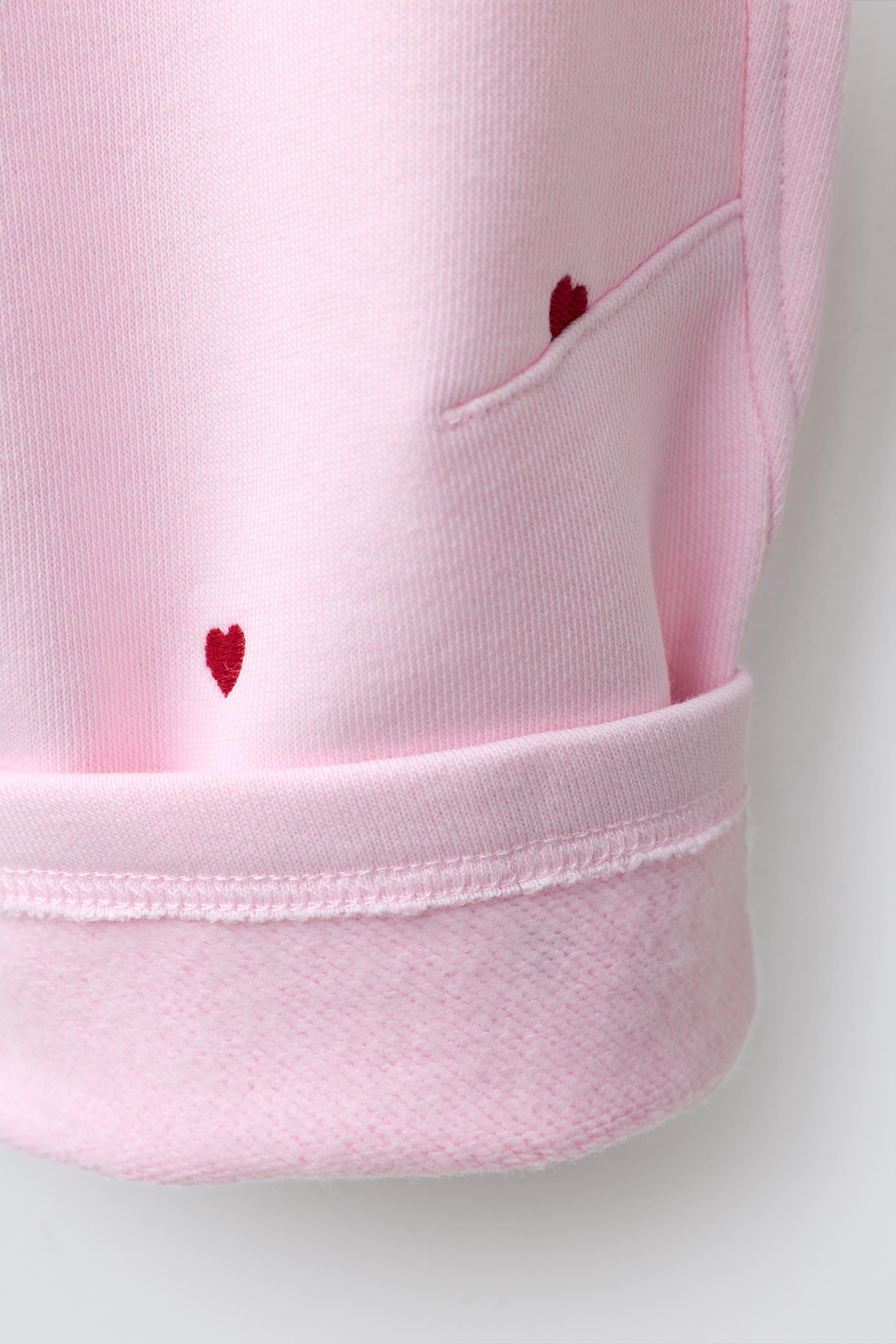 Детские брюки Zara EMBROIDERED HEART BARREL PLUSH PANTS — фото 5