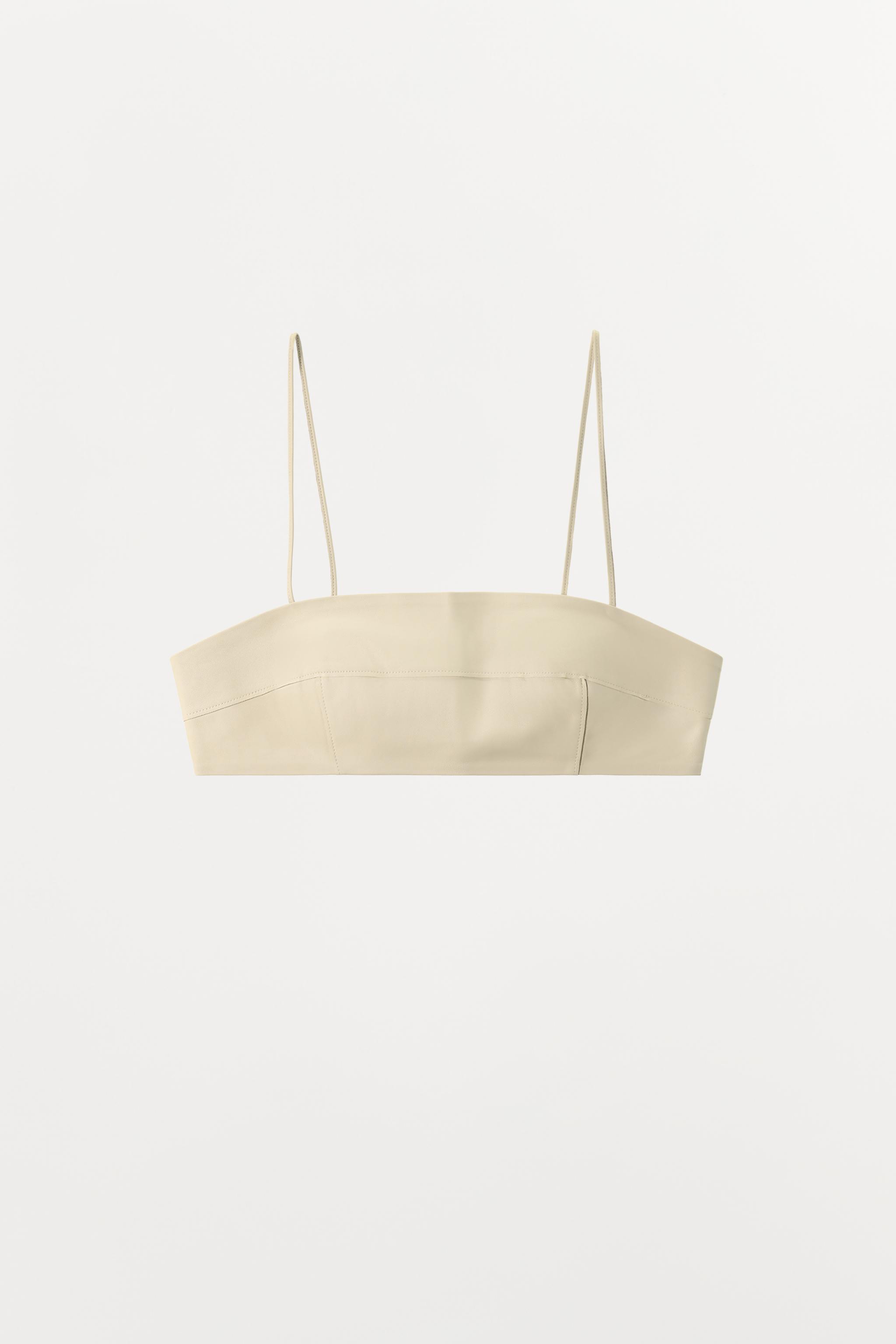 100% LEATHER BANDEAU TOP - Oyster-white | ZARA United States