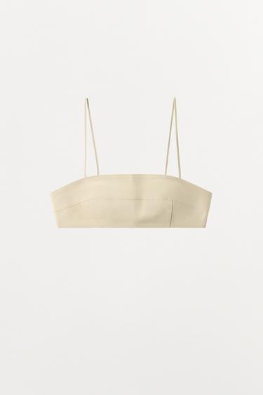 ТОП БАНДО ИЗ 100% КОЖИ — ЖЕЛТОВАТО-БЕЛЫЙ от Zara