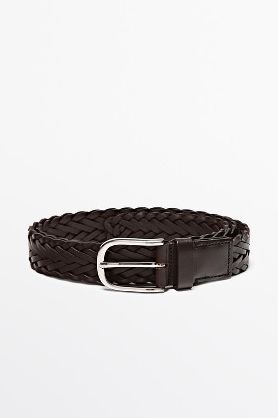 Zara Braided leather belt - Brown - Image 0