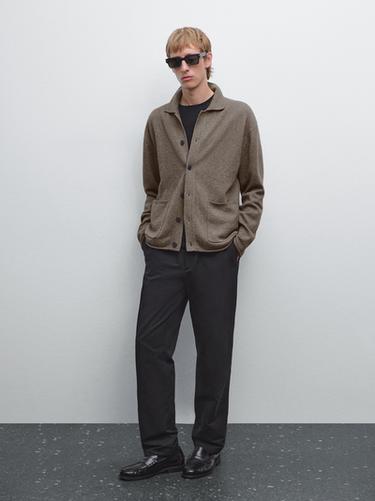 Zara Cotton blend knit cardigan - Dark khaki