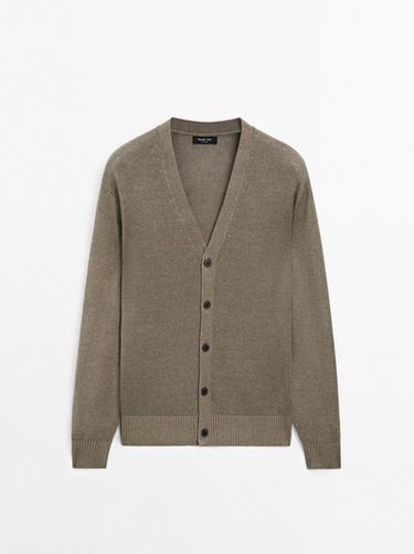 Zara Linen blend knit cardigan - Black gold