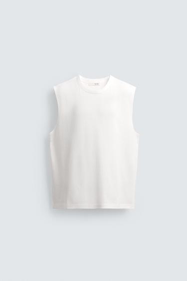 Zara RELAXED FIT TANK TOP - White