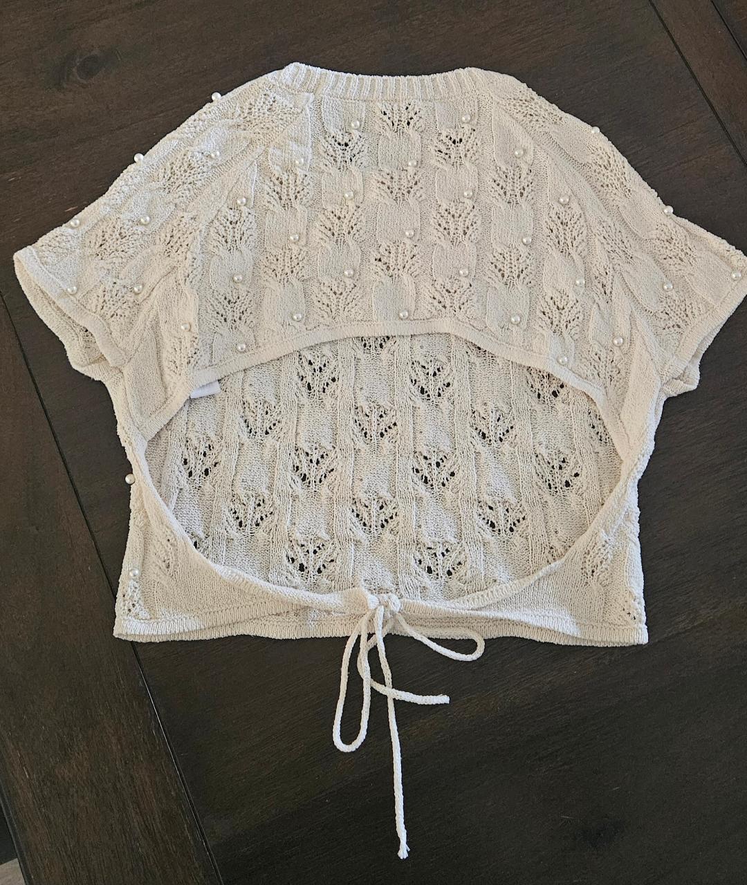 KNITWEAR TOP WITH FAUX PEARLS - Image 2