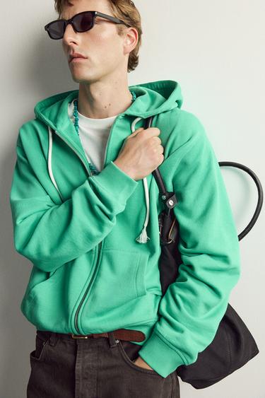 HOODIE RELAXED FIT À CAPUCHE AARON LEVINE X ZARA - Vert chiné de Zara - Image 4