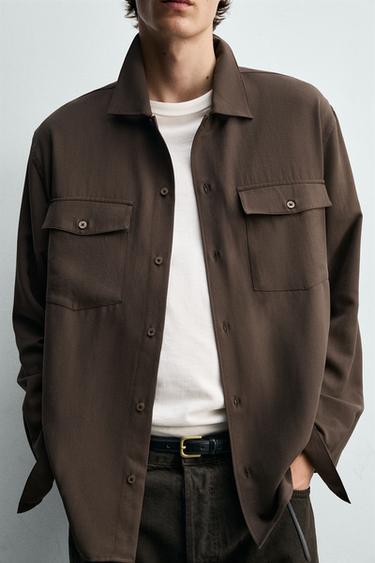RELAXED FIT FLOWING SHIRT - Brown by Zara - Image 5