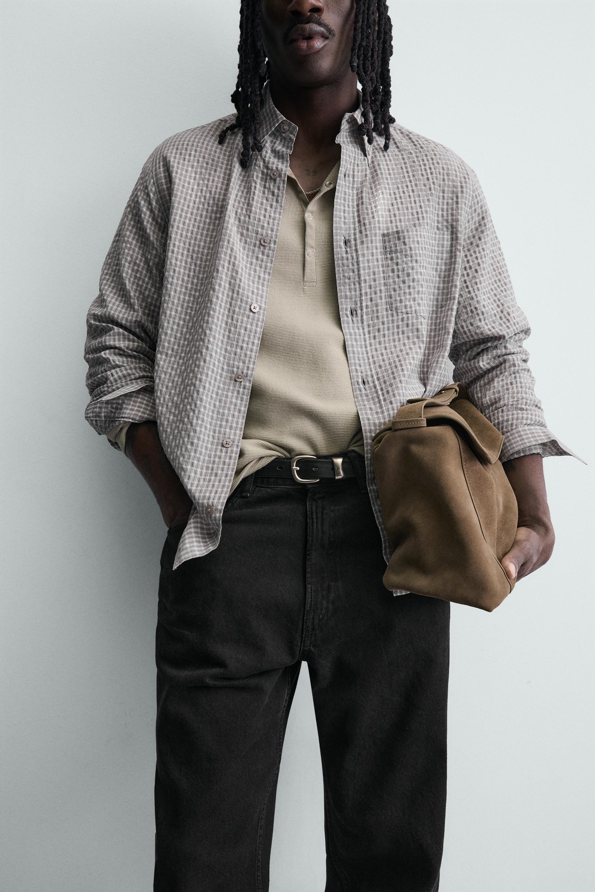 TEXTURED PLAID SHIRT