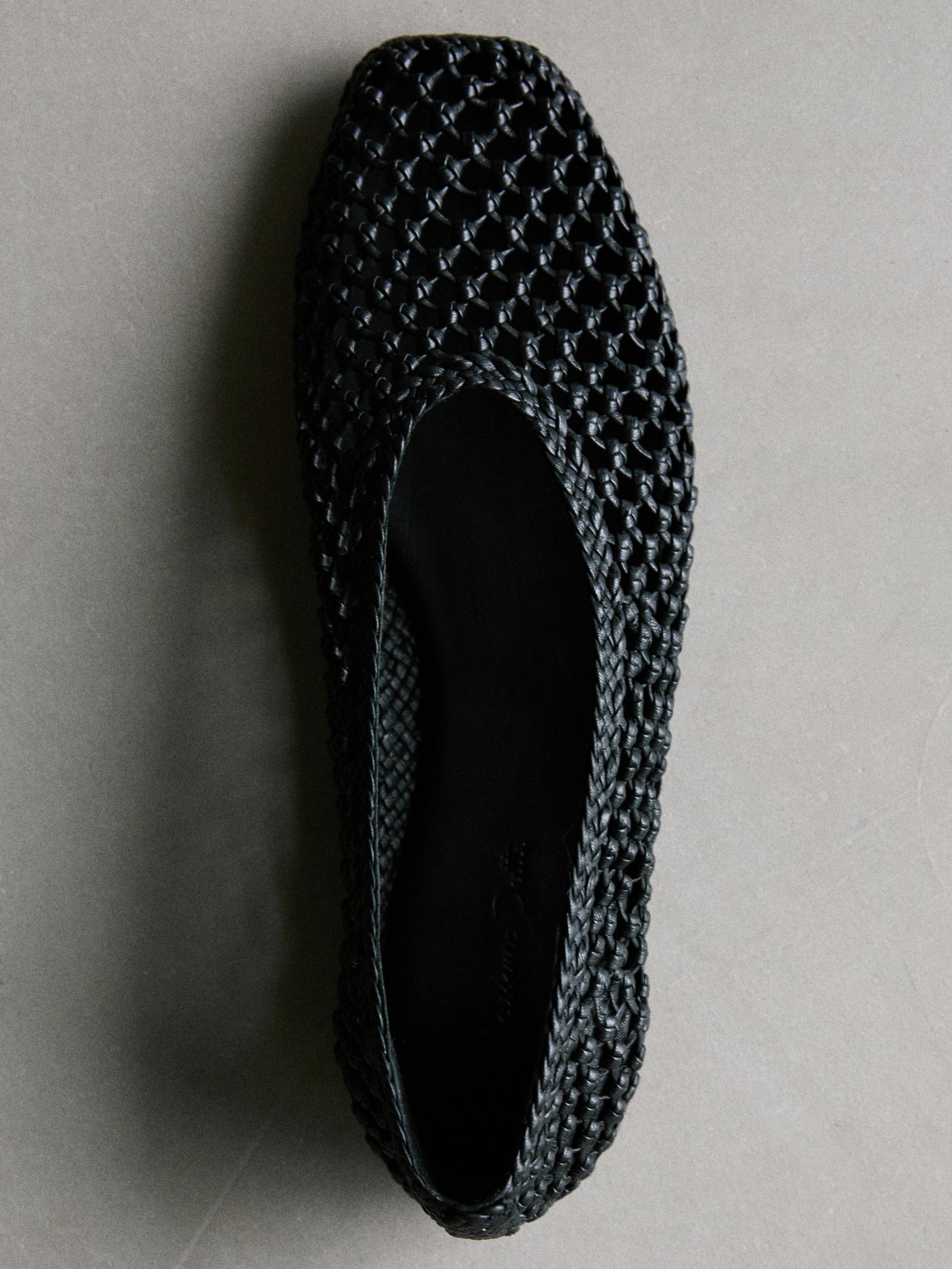 Black braided leather ballet flats - Black | ZARA United States