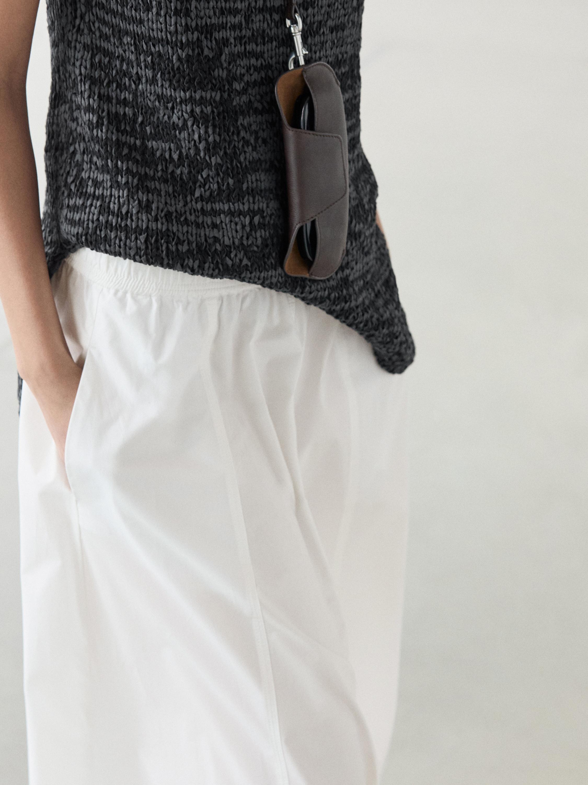 Long gathered poplin skirt — White