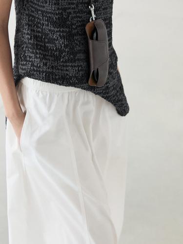 Long gathered poplin skirt — White 2