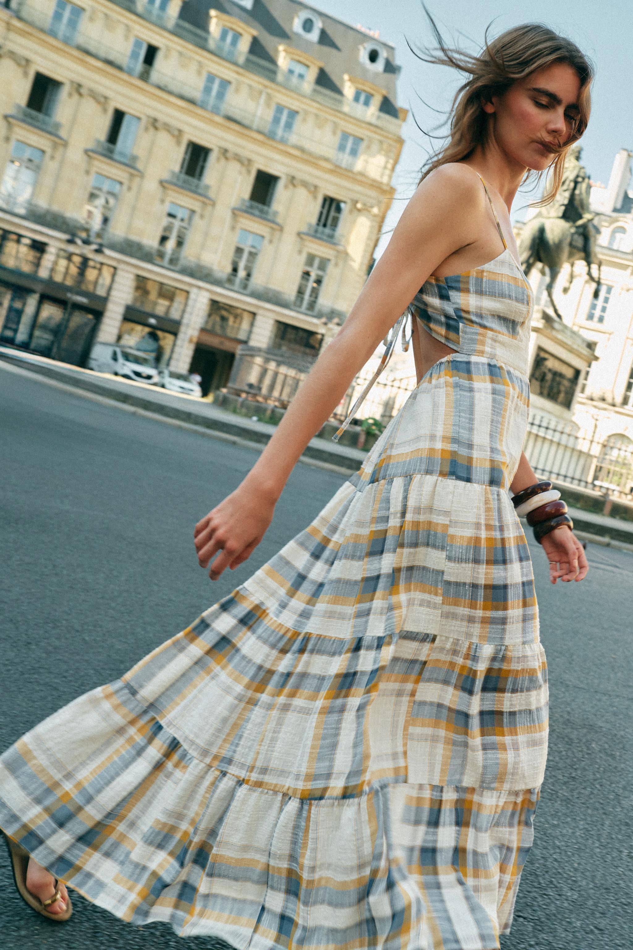 Женские платья Zara LONG PLAID DRESS — фото 6
