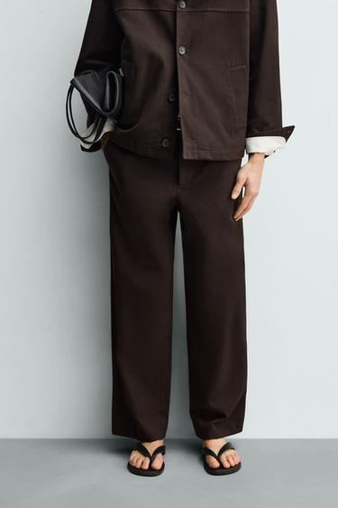 TEXTURED BALLOON FIT TROUSERS - Maroon by Zara