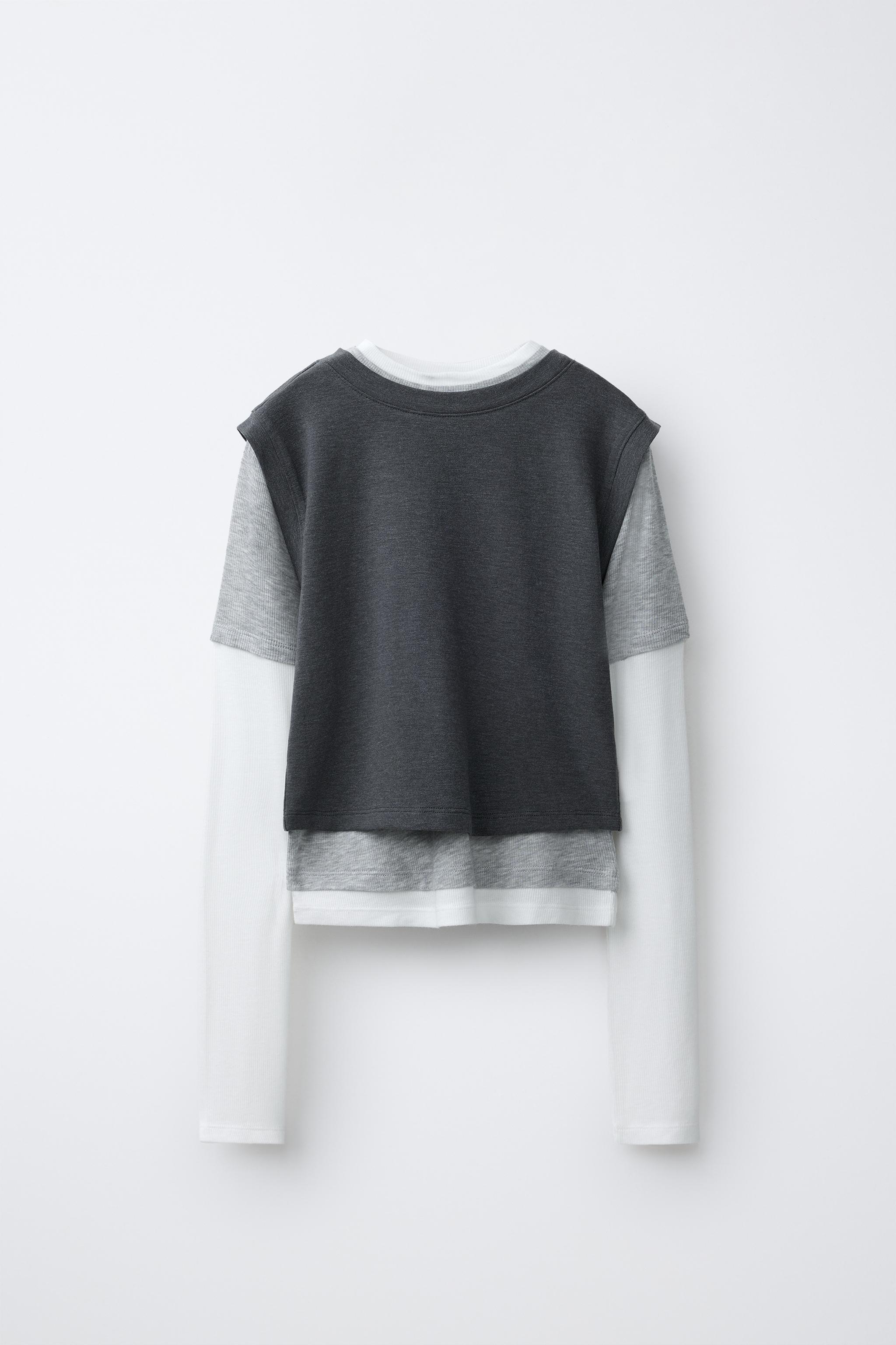 DOUBLE-SLEEVE T-SHIRT - Grey | ZARA South Africa