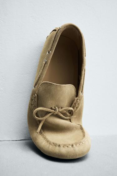 Zara CASUAL LEATHER LOAFERS - Beige