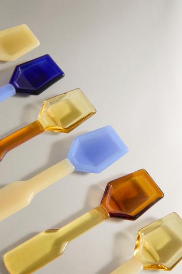 LOT DE 6 CUILLÈRES À GLACE EN BOROSILICATE MULTICOLORES - jaune de Zara - Image 1