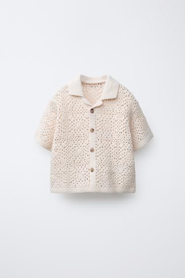 CROCHET KNIT SHIRT - Ecru by Zara - Image 0