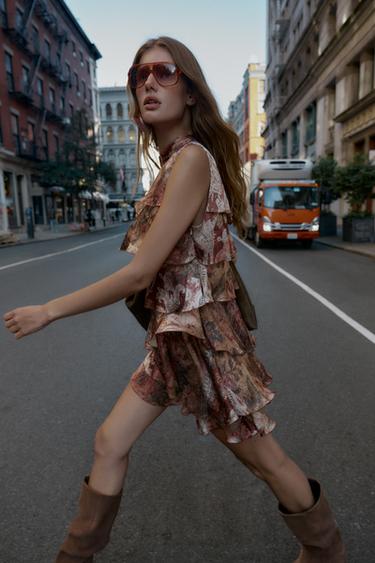 RUFFLED PRINTED MINI DRESS - Multicoloured by Zara - Image 3
