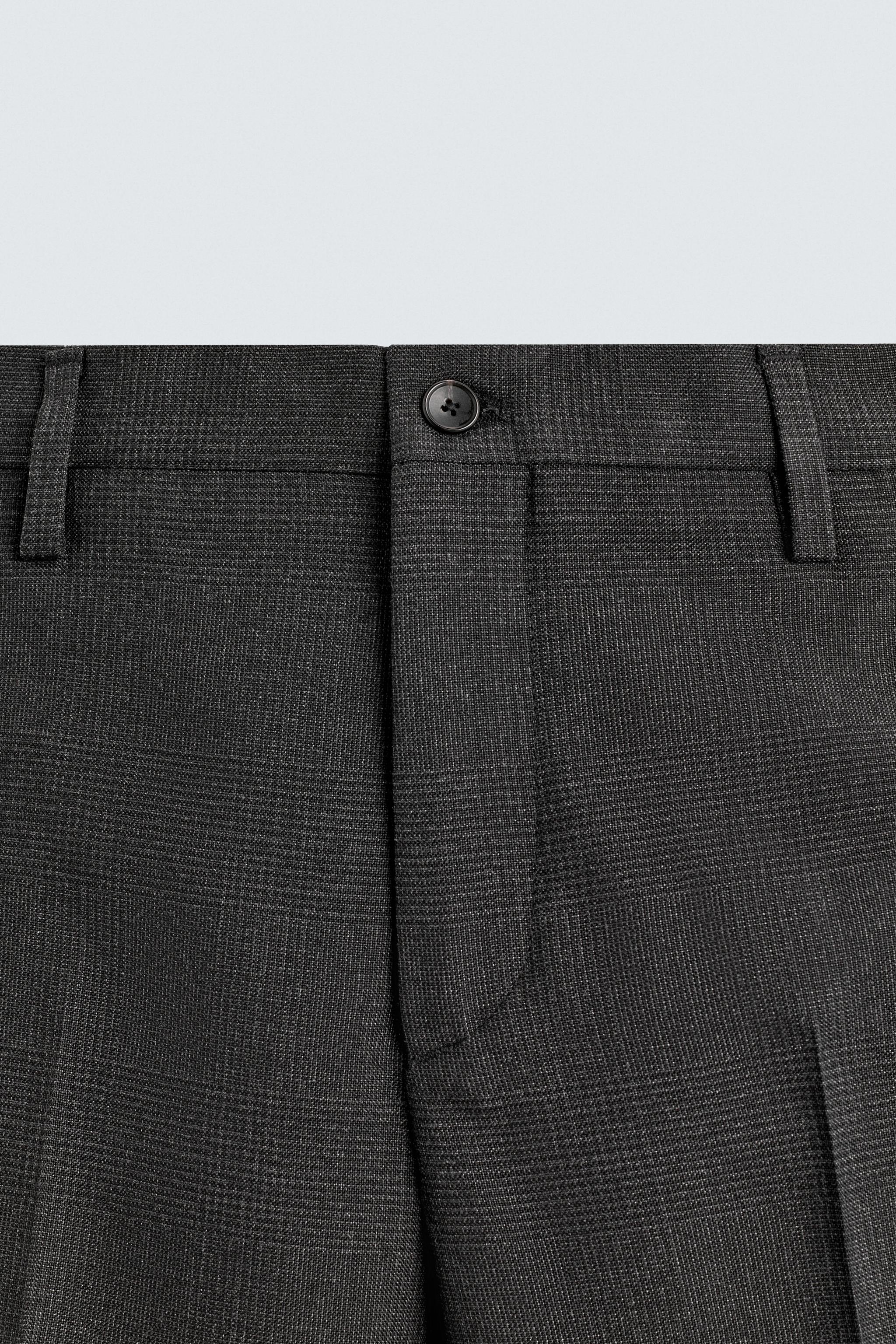 PLAID TEXTURED SUIT PANTS