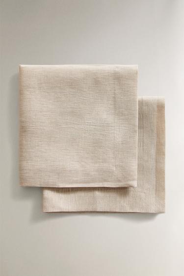 PACK OF DOUBLE-FABRIC LINEN NAPKINS (PACK OF 2) - Світло-бежевий Zara