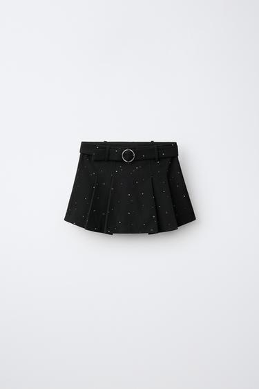 STRASS BELTED SKORT - Black de Zara