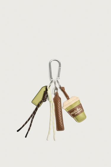 MULTI-CHARM KEY RING - Green by Zara