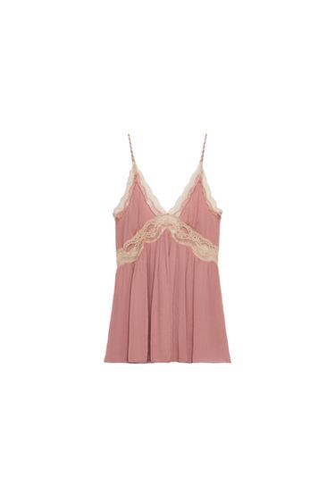 ZW COLLECTION LACE-TRIMMED CAMISOLE TOP - Pink by Zara