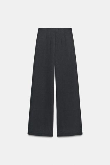 INTERLOCK WIDE-LEG TROUSERS - Black by Zara