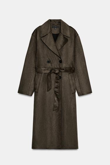 TRENCH LONG ASPECT DAIM - Kaki de Zara - Image 8