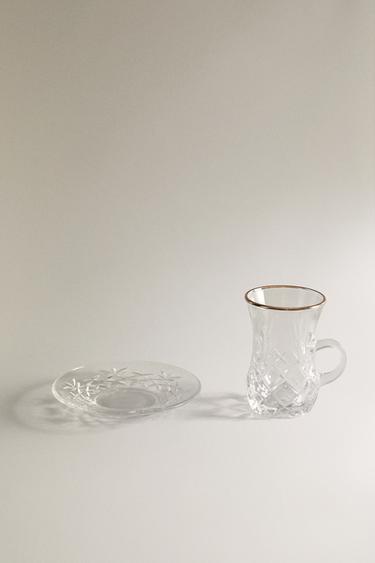 ENGRAVED GLASS TEACUP - Gold by Zara - Image 4