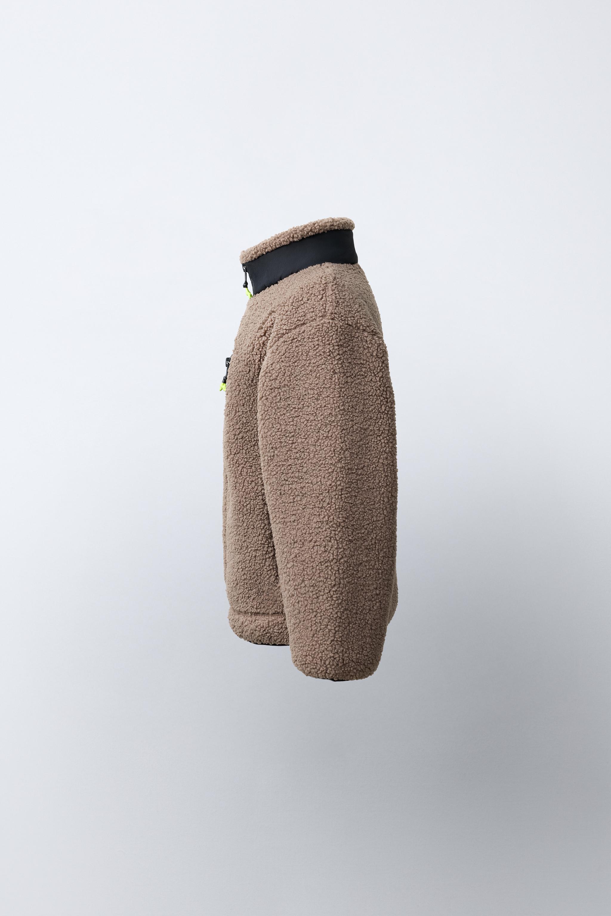 BLOUSON EFFET MOUTON CONTRASTANT